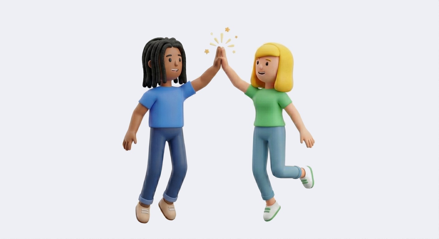 Two children sharing a high five to represent respect, safety, and positive community expectations on Buggy.