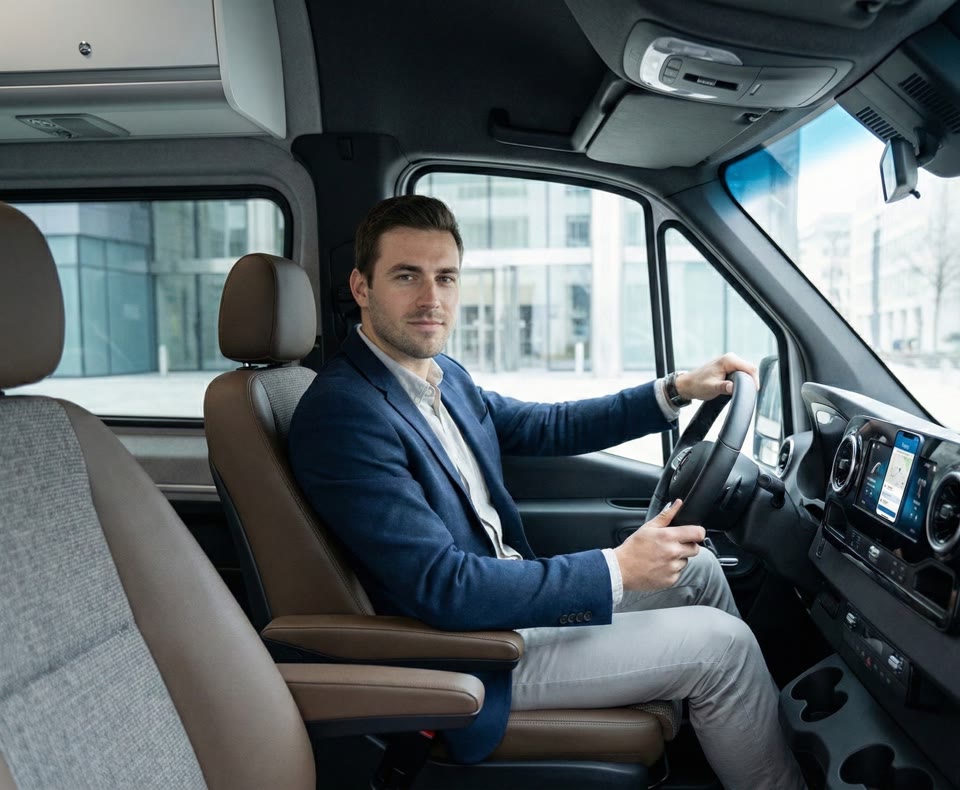 Professional driver ready to begin a Buggy student transportation route